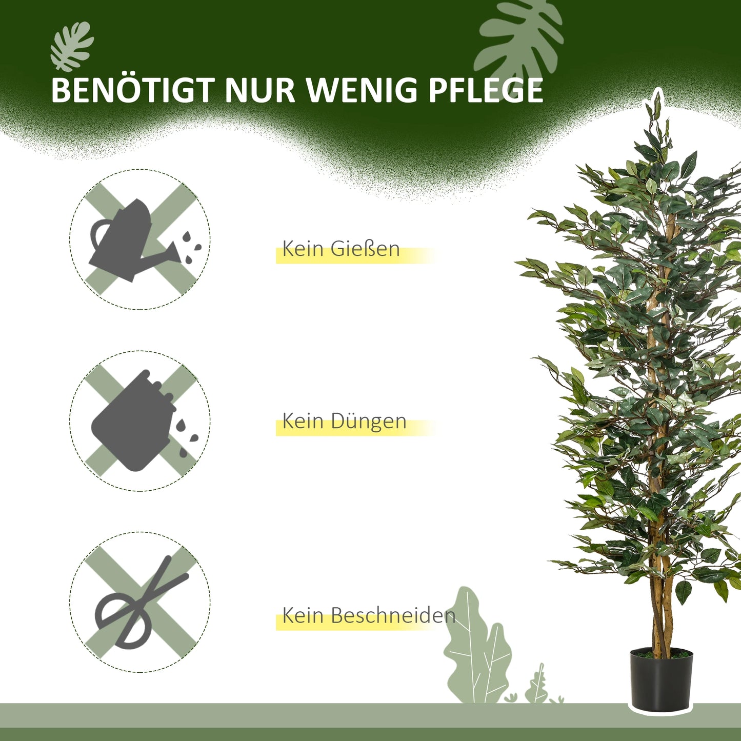 150 cm artificial ficus plant with lifelike green leaves and a sturdy pot for home or office décor.