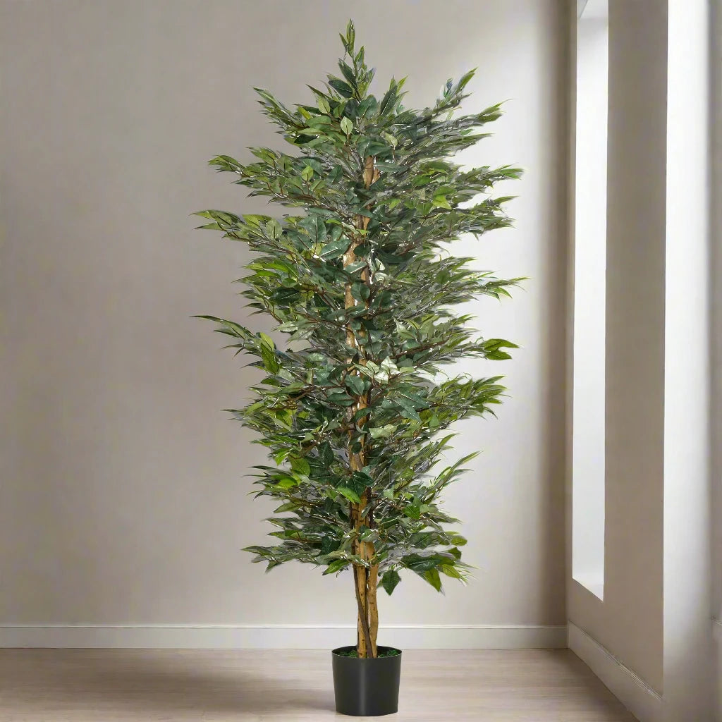 150 cm artificial ficus plant with lifelike green leaves and a sturdy pot for home or office décor.