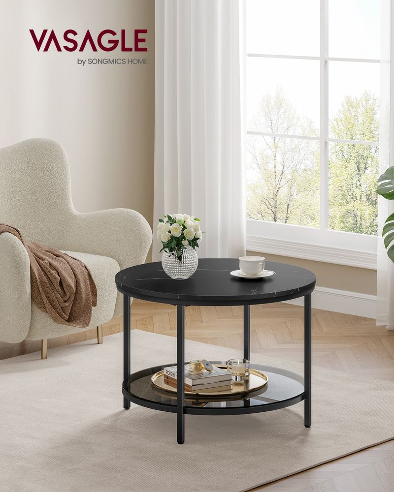 Moderne elegantie Zwarte salontafel met marmerlook