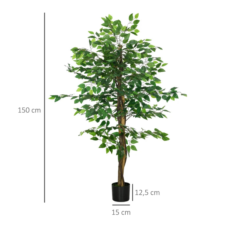 150 cm artificial ficus plant with lifelike green leaves and a sturdy pot for home or office décor.