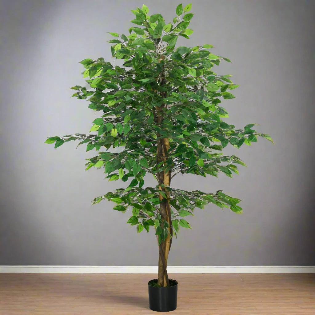 150 cm artificial ficus plant with lifelike green leaves and a sturdy pot for home or office décor.