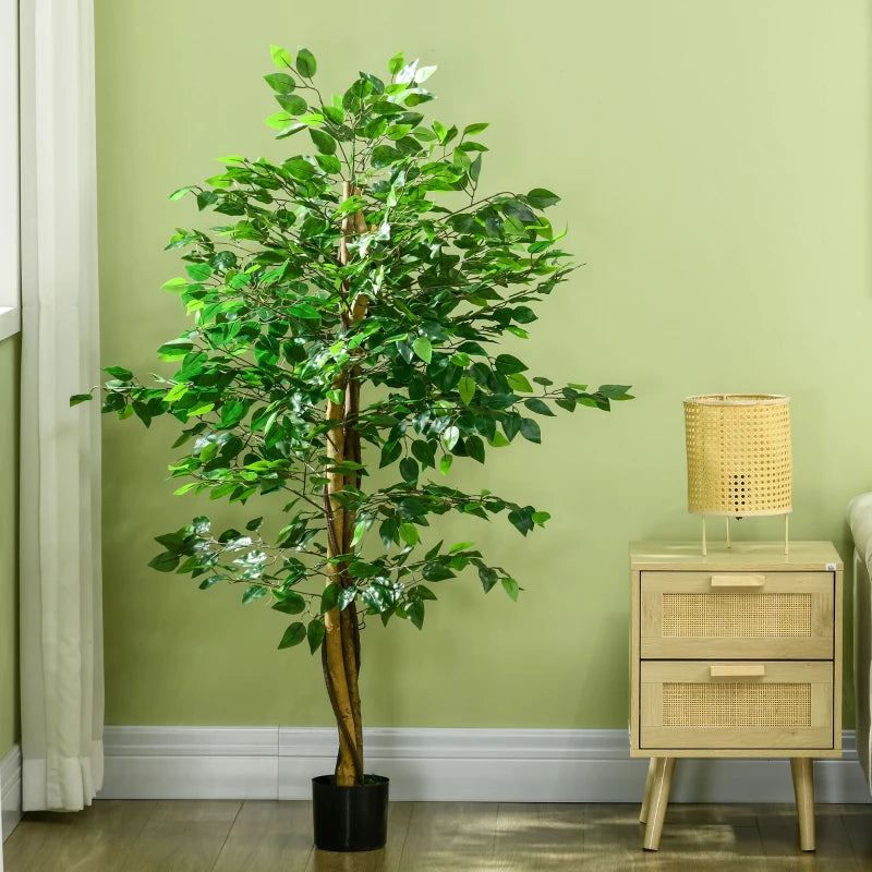 150 cm artificial ficus plant with lifelike green leaves and a sturdy pot for home or office décor.