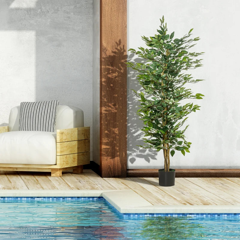 150 cm artificial ficus plant with lifelike green leaves and a sturdy pot for home or office décor.