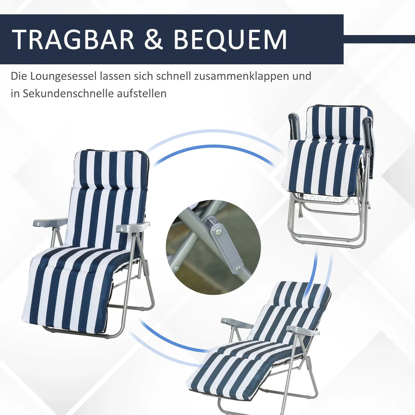 Adjustable Backrest Foldable Garden Loungers - Egyptian Queen storeGarden loungers