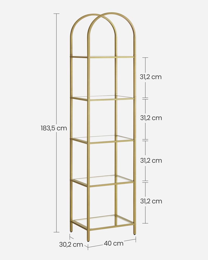 Chic Gold Steel and Glass Shelf - Egyptian Queen storeBookcases & Standing Shelves