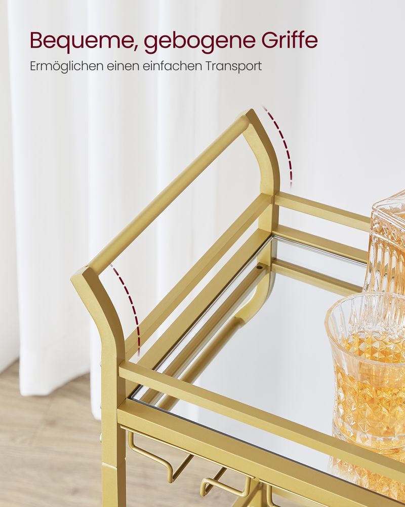 Elegant Mirrored Glass Serving Trolley with Detachable Glass Holders - Egyptian Queen storeserving trolley