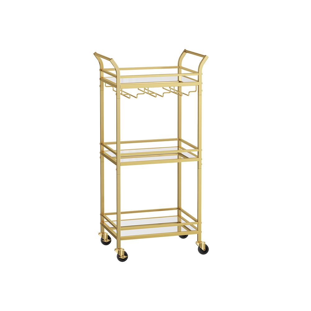 Elegant Mirrored Glass Serving Trolley with Detachable Glass Holders - Egyptian Queen storeserving trolley