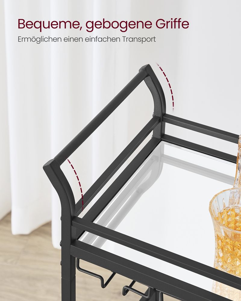 Elegant Mirrored Glass Serving Trolley with Detachable Glass Holders - Egyptian Queen storeserving trolley