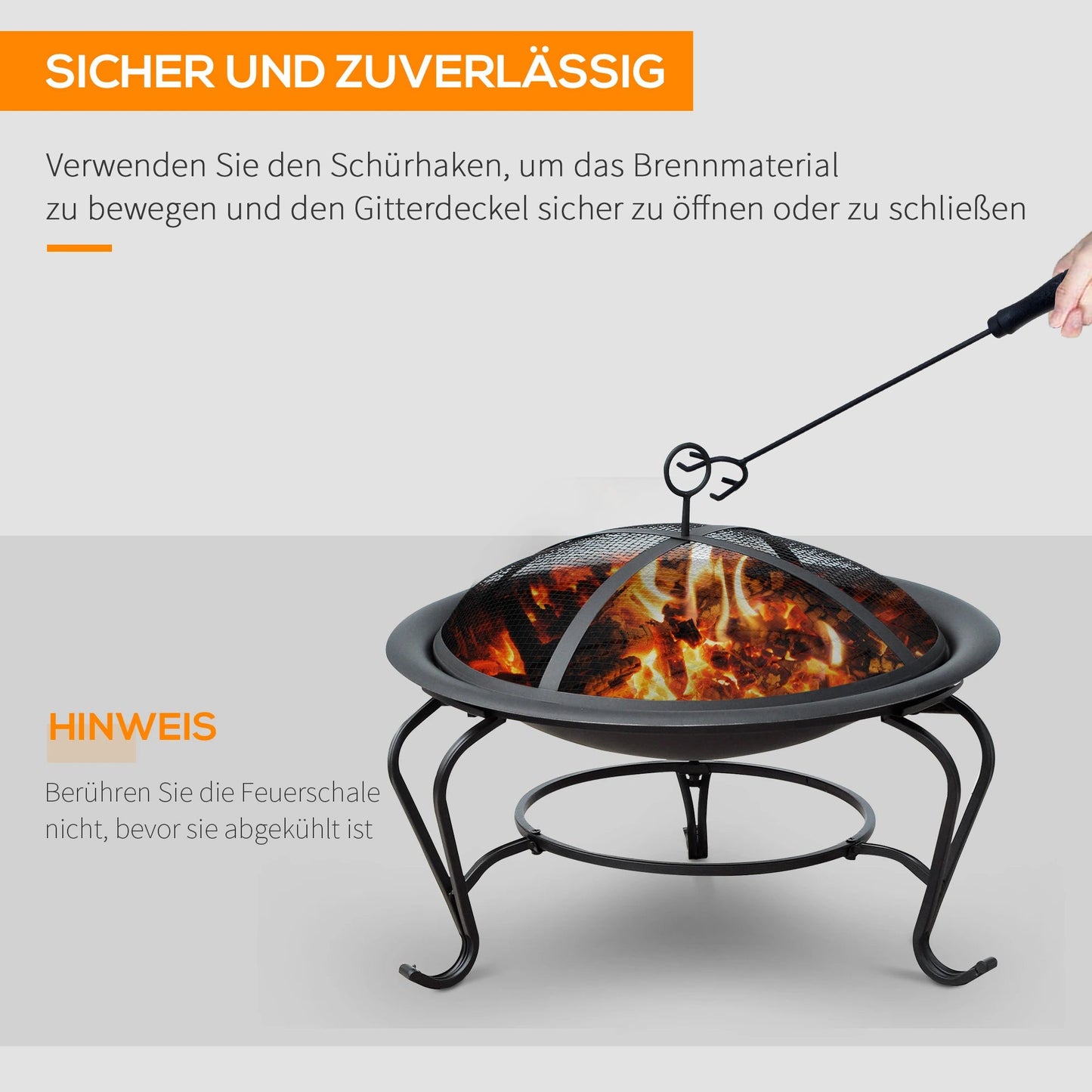 Metal Garden and Terrace Fireplace with Spark Protection Cover - Egyptian Queen storefire bowl