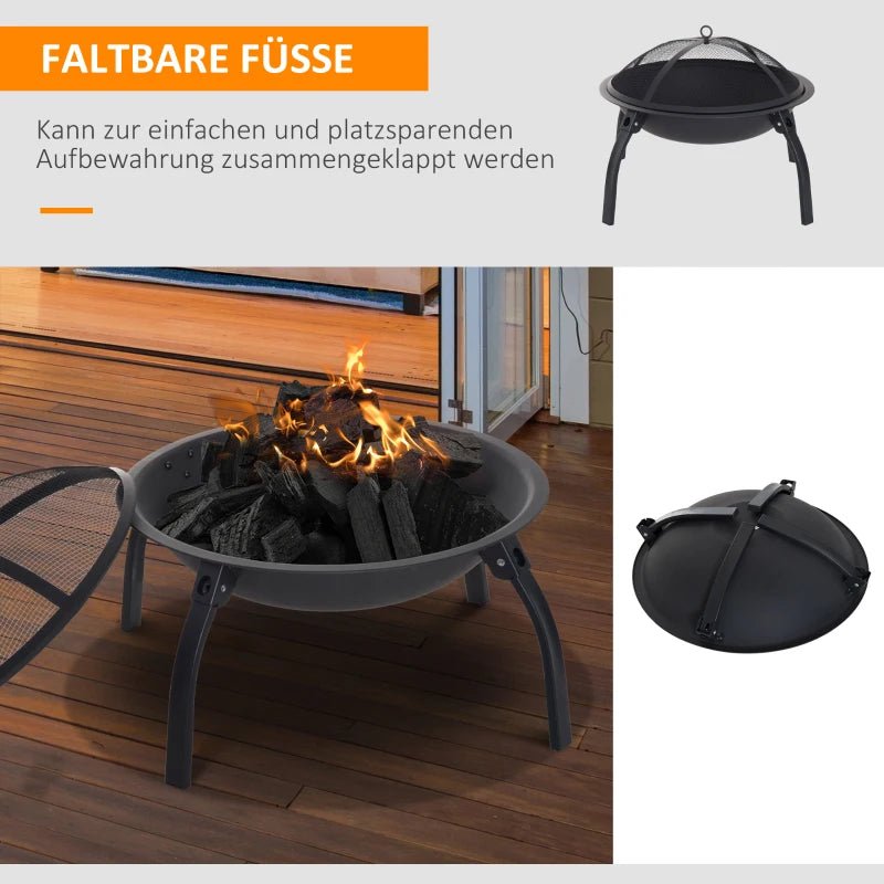 Premium Outdoor Fire Bowl with Spark Protection Cover and Foldable Legs - Egyptian Queen storeFire Bow