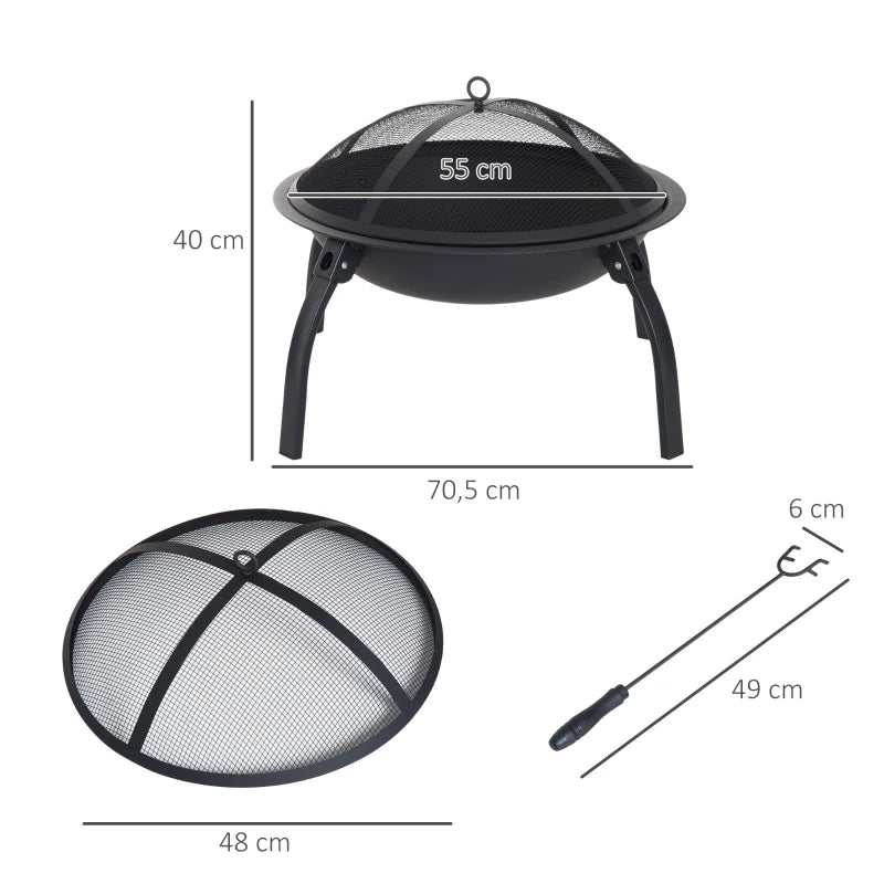 Premium Outdoor Fire Bowl with Spark Protection Cover and Foldable Legs - Egyptian Queen storeFire Bow