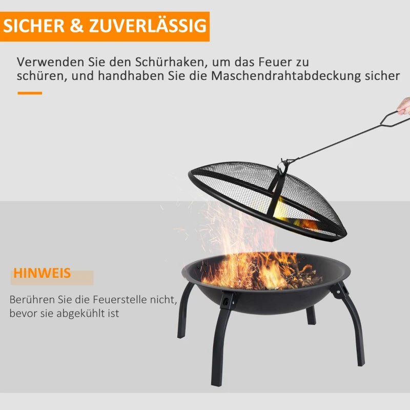Premium Outdoor Fire Bowl with Spark Protection Cover and Foldable Legs - Egyptian Queen storeFire Bow