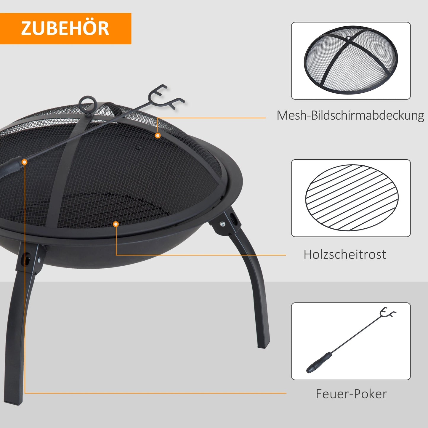Premium Outdoor Fire Bowl with Spark Protection Cover and Foldable Legs - Egyptian Queen storeFire Bow