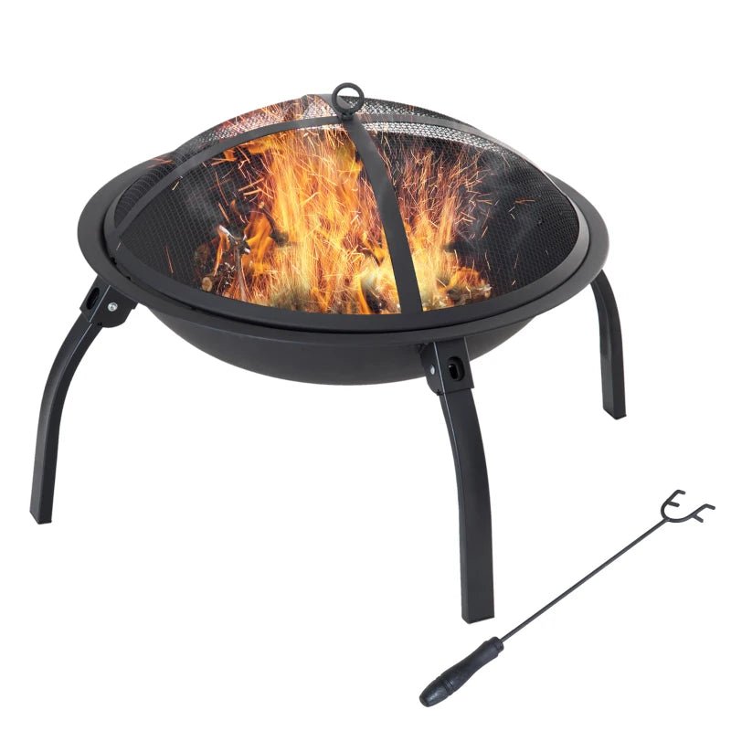 Premium Outdoor Fire Bowl with Spark Protection Cover and Foldable Legs - Egyptian Queen storeFire Bow