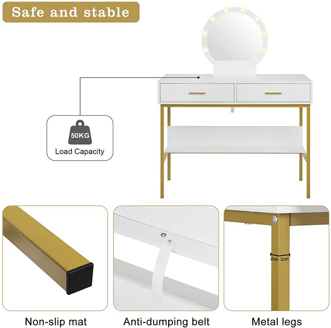 Radiant Elegance Makeup table - Egyptian Queen storemakeup dresser