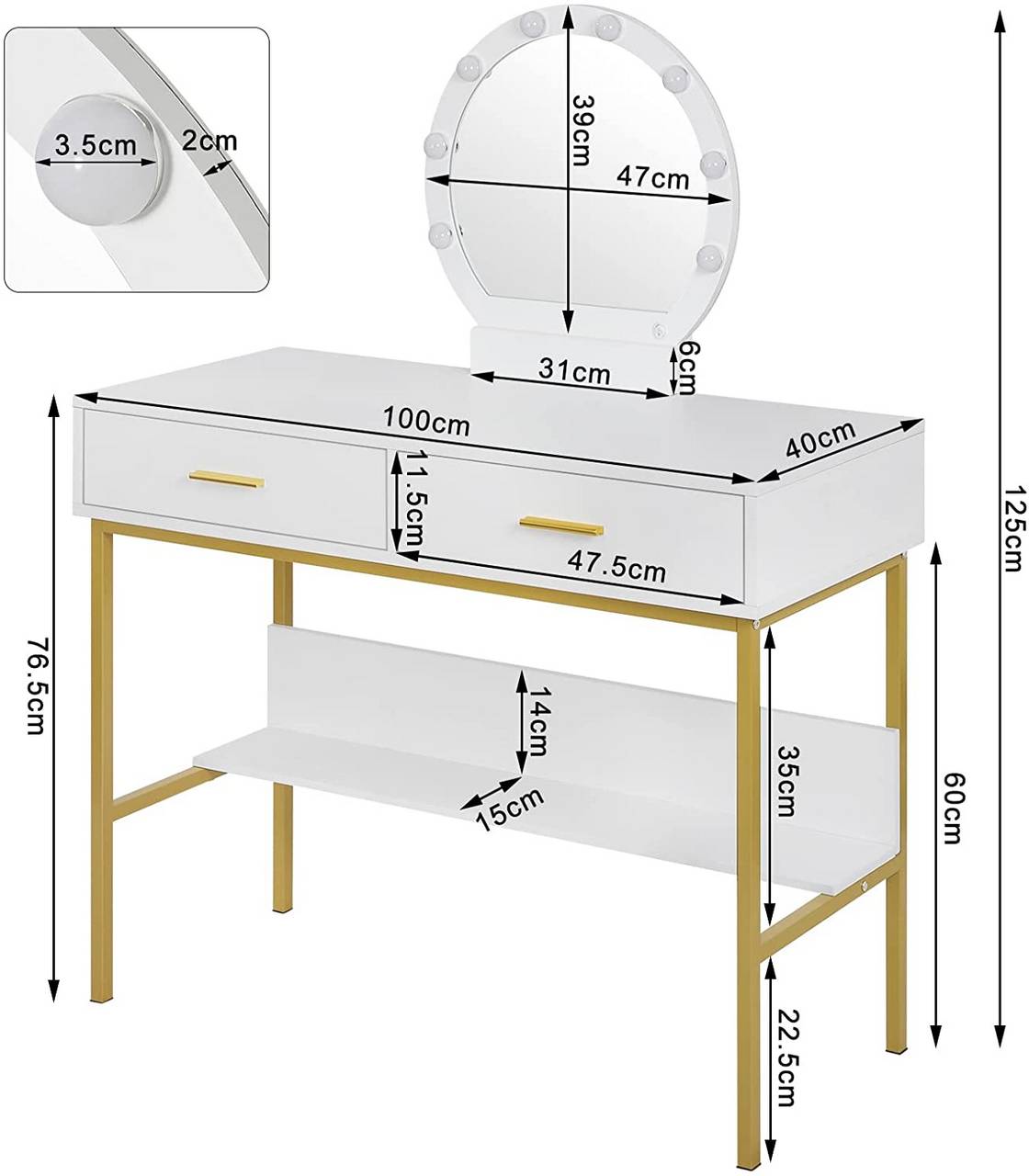 Radiant Elegance Makeup table - Egyptian Queen storemakeup dresser
