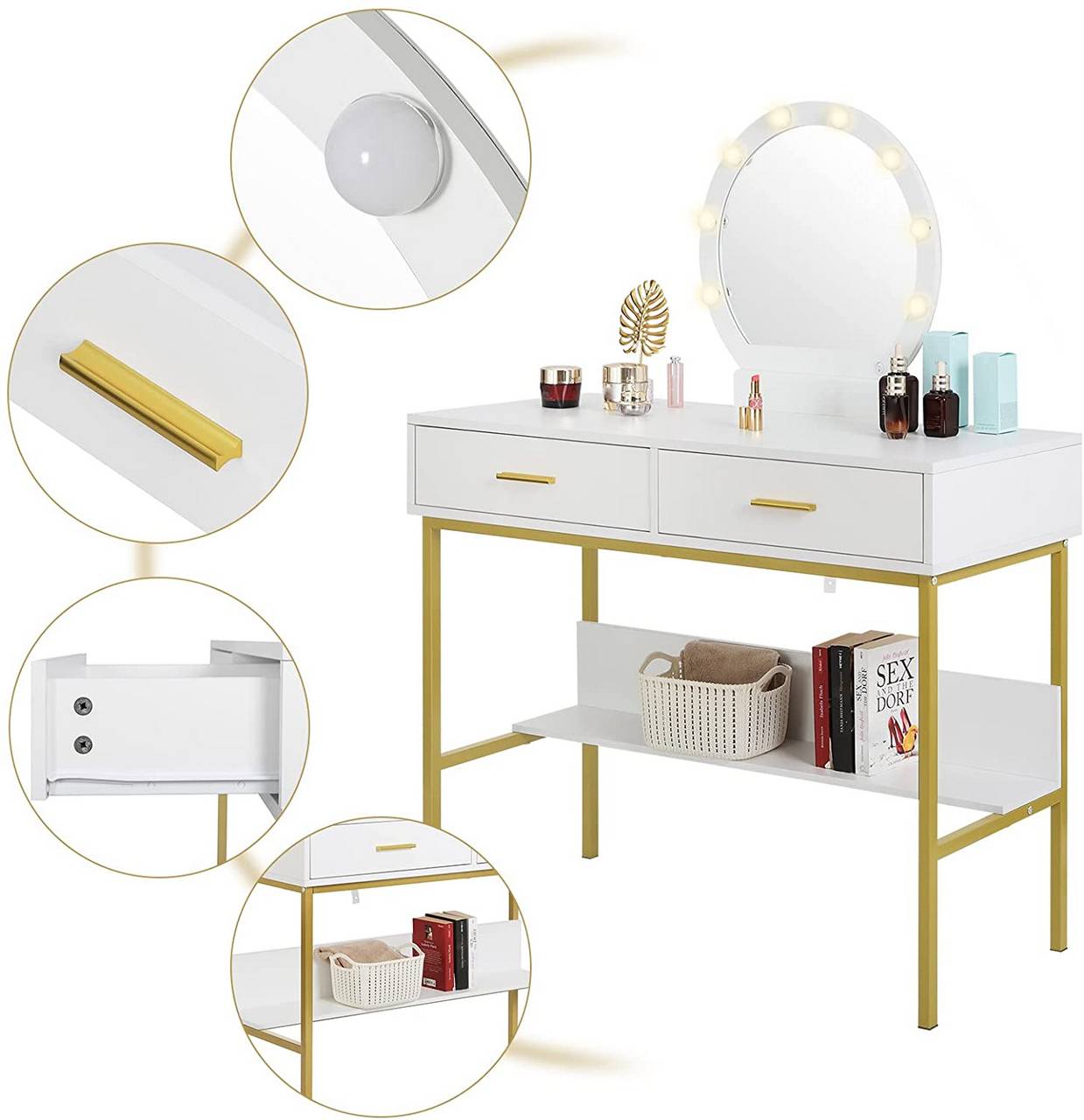 Radiant Elegance Makeup table - Egyptian Queen storemakeup dresser