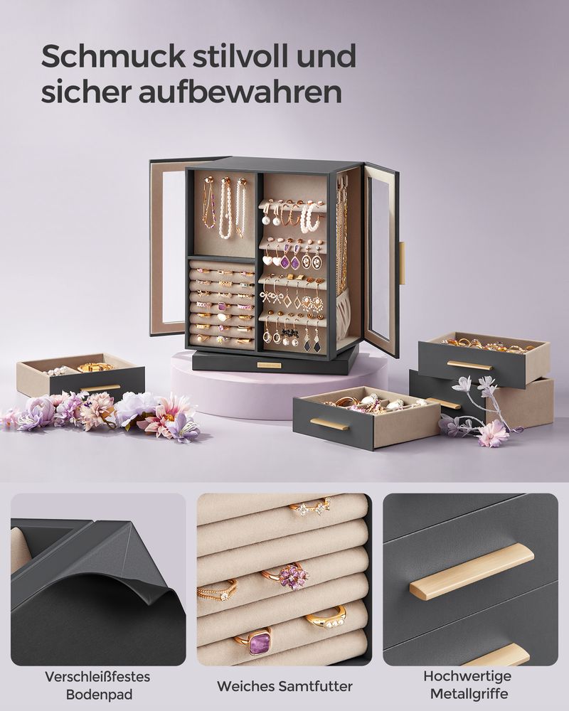 Stylish 360° Rotating 5 drawers Jewellery Box - Egyptian Queen storejewellery box