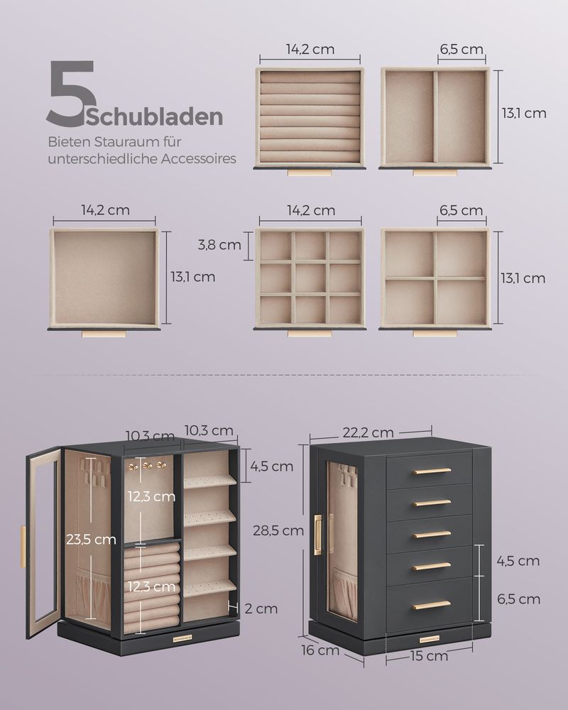 Stylish 360° Rotating 5 drawers Jewellery Box - Egyptian Queen storejewellery box