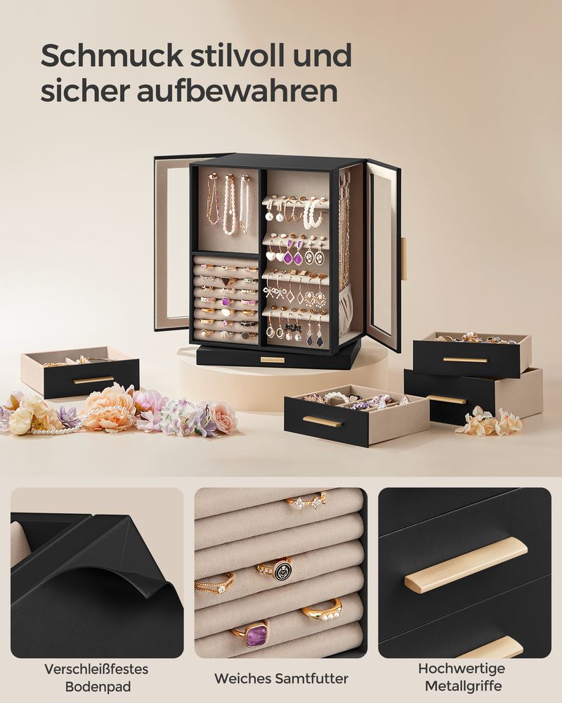 Stylish 360° Rotating 5 drawers Jewellery Box - Egyptian Queen storejewellery box