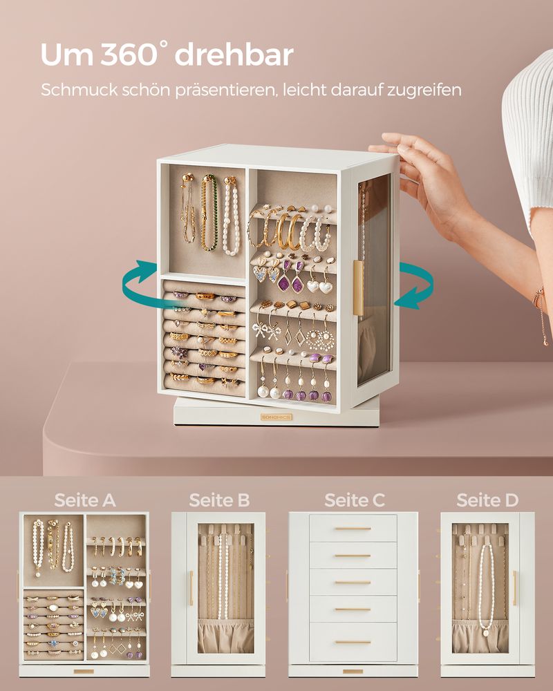 Stylish 360° Rotating 5 drawers Jewellery Box - Egyptian Queen storejewellery box
