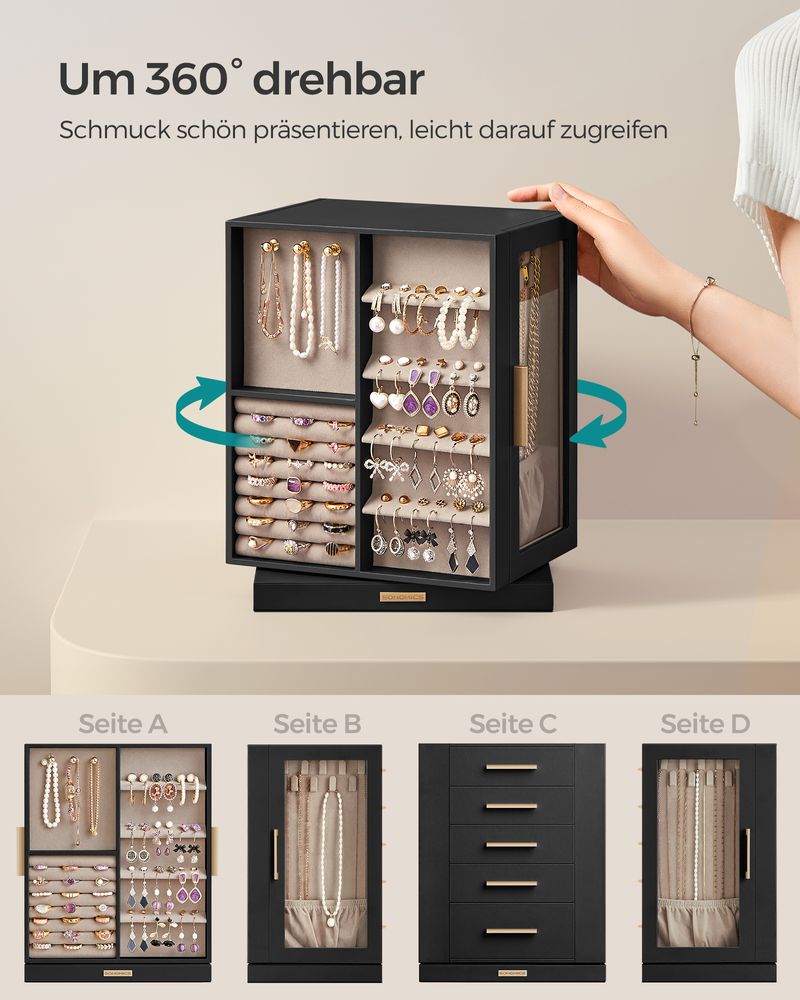 Stylish 360° Rotating 5 drawers Jewellery Box - Egyptian Queen storejewellery box