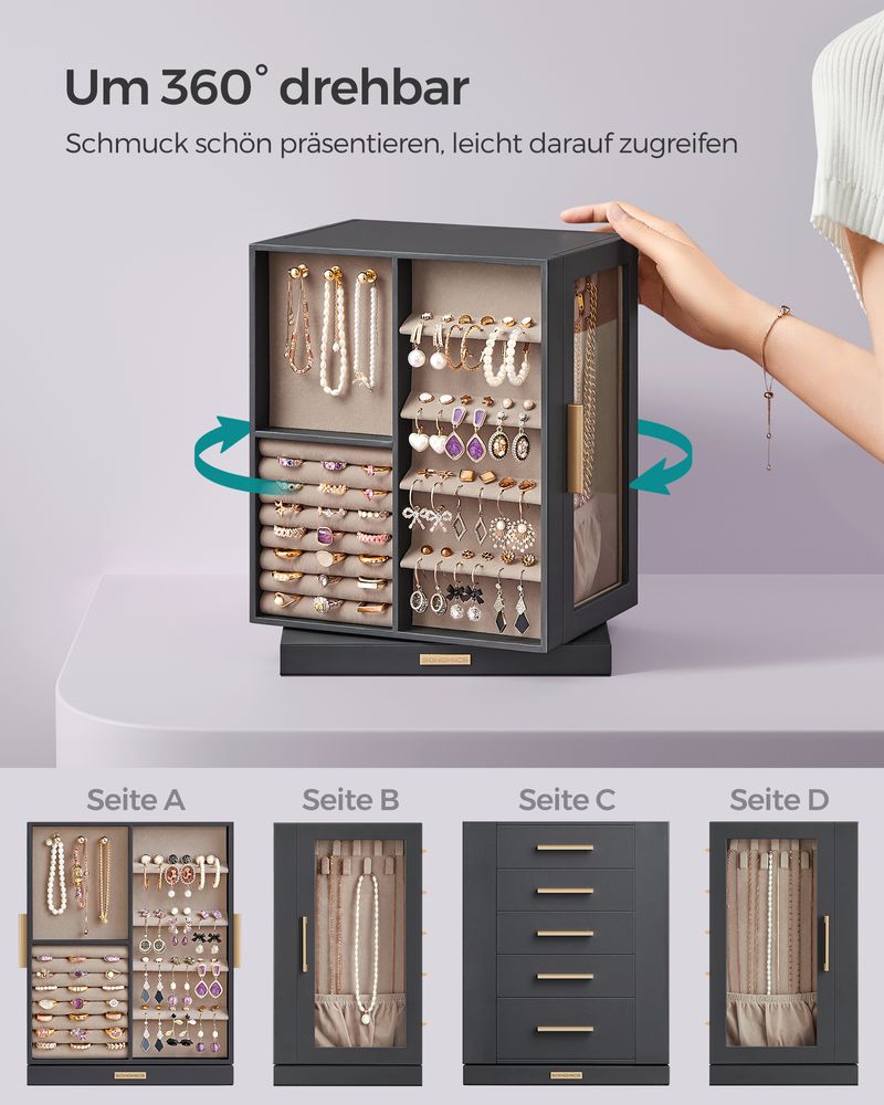 Stylish 360° Rotating 5 drawers Jewellery Box - Egyptian Queen storejewellery box