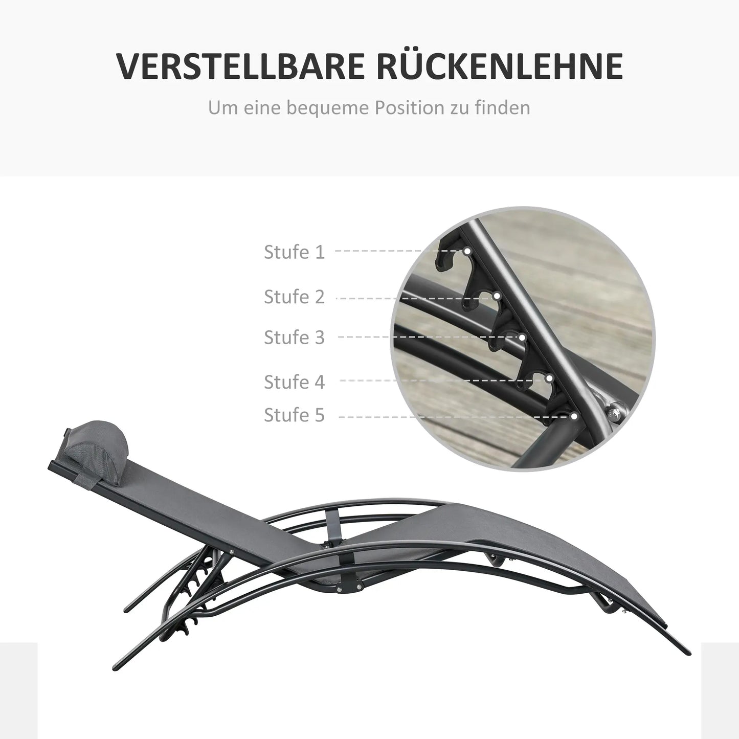 Aluminium ligstoel met verstelbare rugleuning