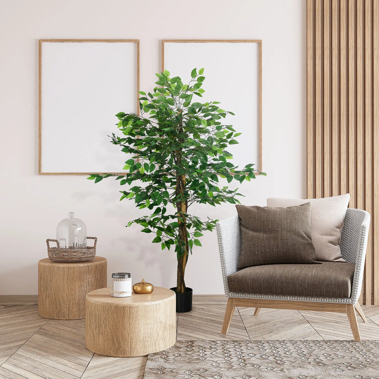 150 cm artificial ficus plant with lifelike green leaves and a sturdy pot for home or office décor.