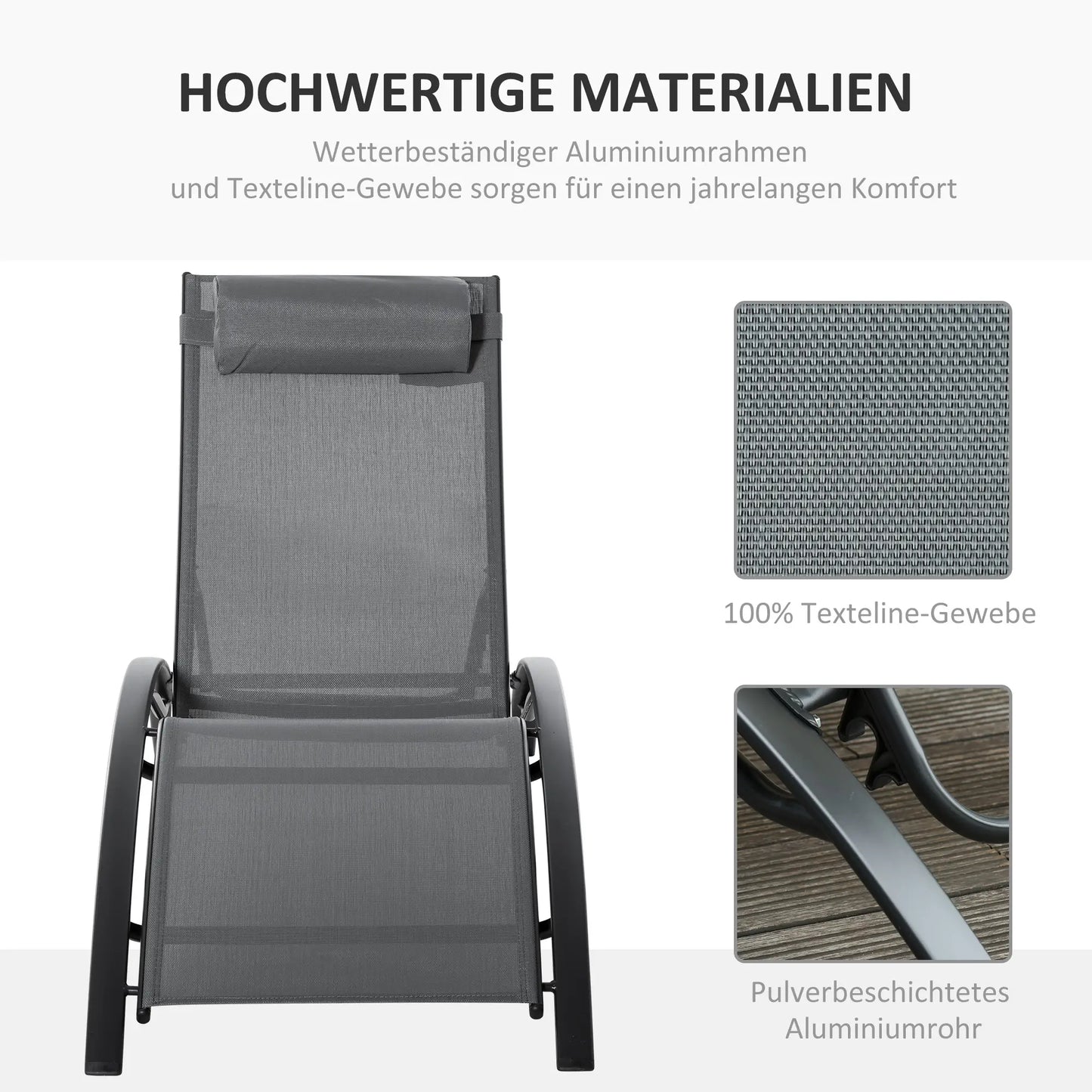 Aluminium ligstoel met verstelbare rugleuning