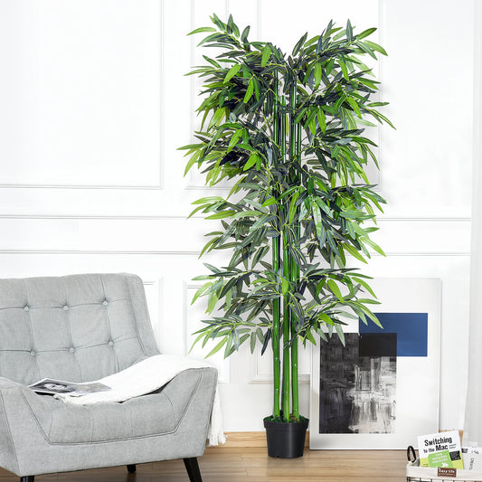 180 cm artificial bamboo tree with realistic green leaves and a sturdy black pot, perfect for home, office, or outdoor use. No watering or maintenance required.