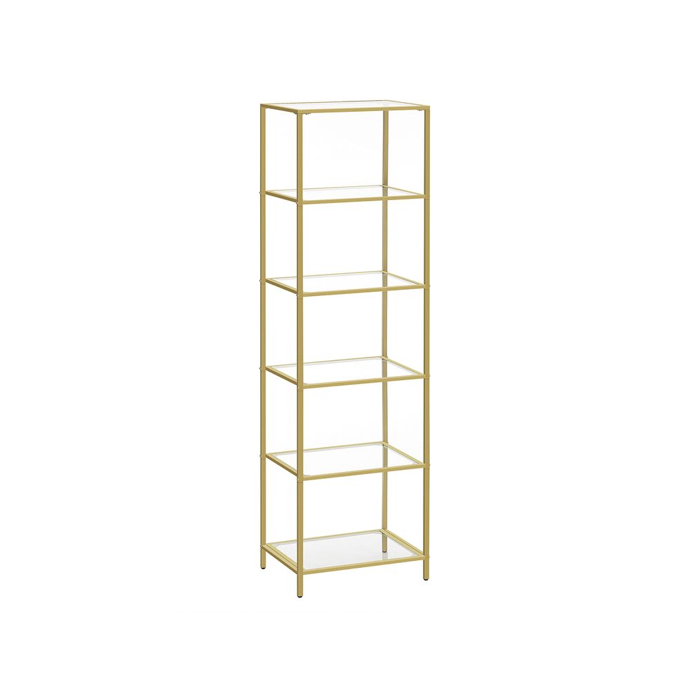 Gold Glass Shelf – 6-Tier Space-Saving Storage Rack