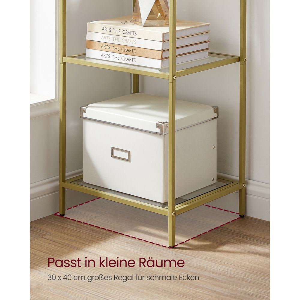 Gold Glass Shelf – 6-Tier Space-Saving Storage Rack
