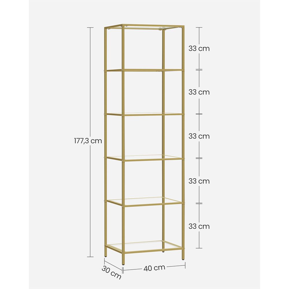Gold Glass Shelf – 6-Tier Space-Saving Storage Rack