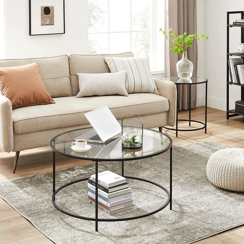 VASAGLE SONGMICS Black round coffee table - Egyptian Queen storecoffee table