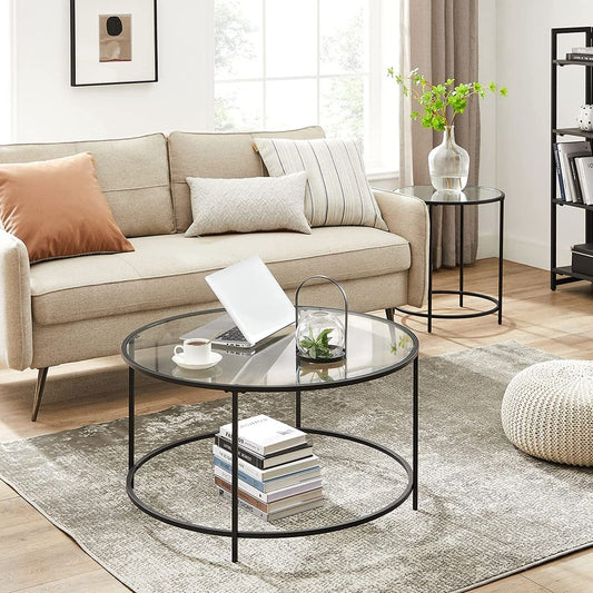 VASAGLE SONGMICS Black round coffee table - Egyptian Queen storecoffee table