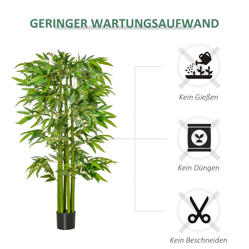 180 cm artificial bamboo tree with realistic green leaves and a sturdy black pot, perfect for home, office, or outdoor use. No watering or maintenance required.