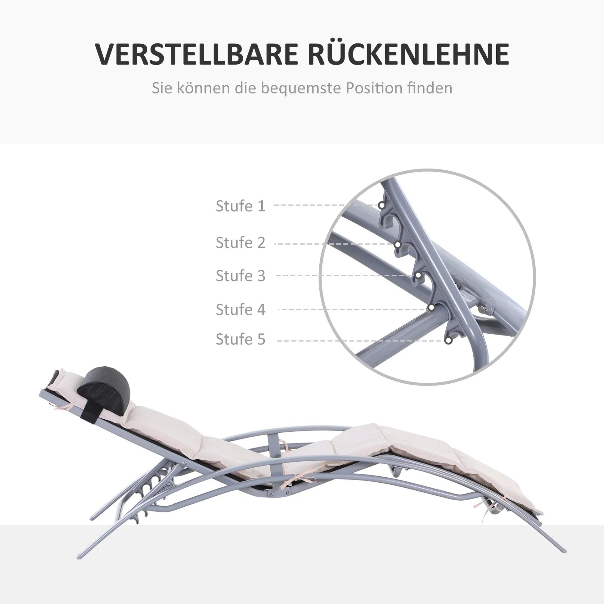 Aluminium Sun Lounger with Adjustable Backrest - Egyptian Queen storeSunlounger