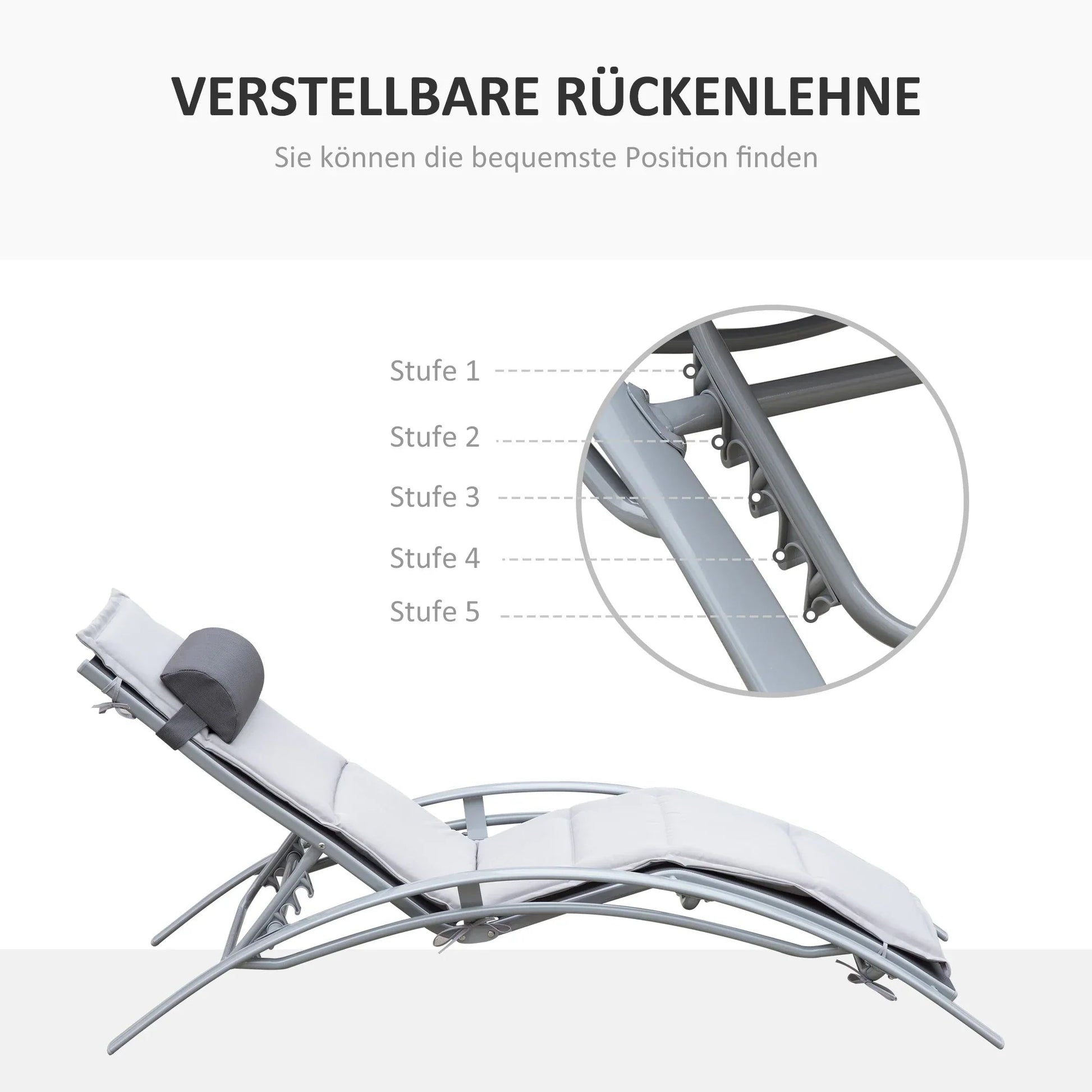 Aluminium Sun Lounger with Adjustable Backrest - Egyptian Queen storeSunlounger