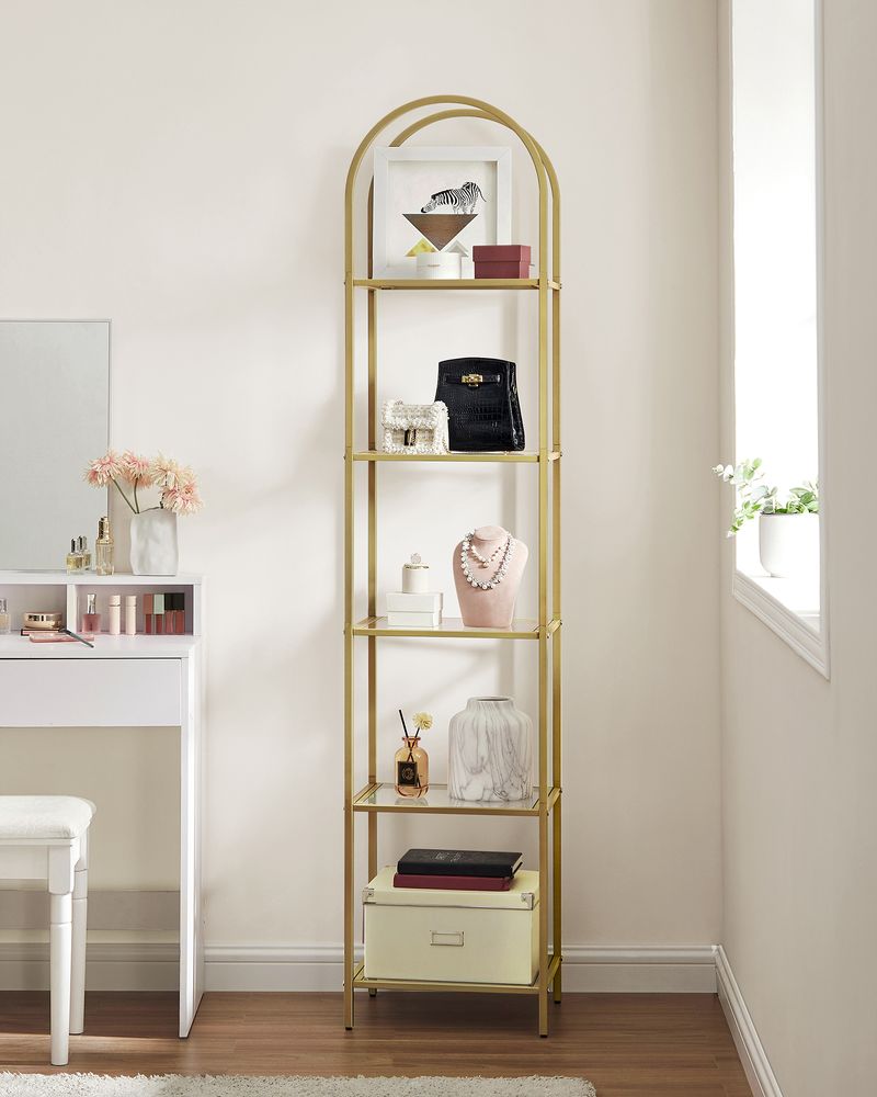 Chic Gold Steel and Glass Shelf - Egyptian Queen storeBookcases & Standing Shelves