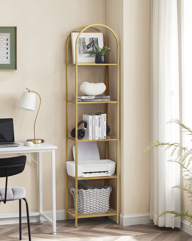 Chic Gold Steel and Glass Shelf - Egyptian Queen storeBookcases & Standing Shelves