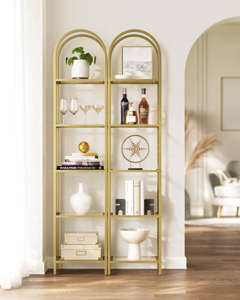 Chic Gold Steel and Glass Shelf - Egyptian Queen storeBookcases & Standing Shelves