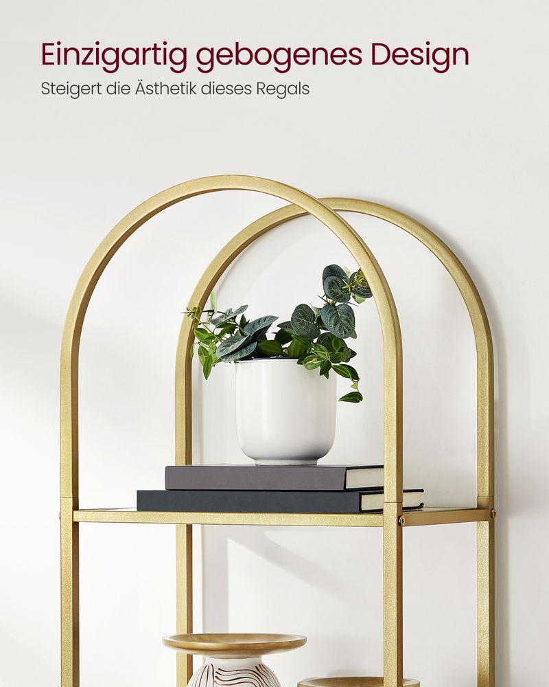 Chic Gold Steel and Glass Shelf - Egyptian Queen storeBookcases & Standing Shelves