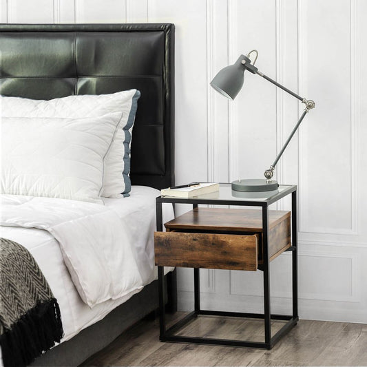 GlassCraft Industrial Side Table" - Egyptian Queen storeside table