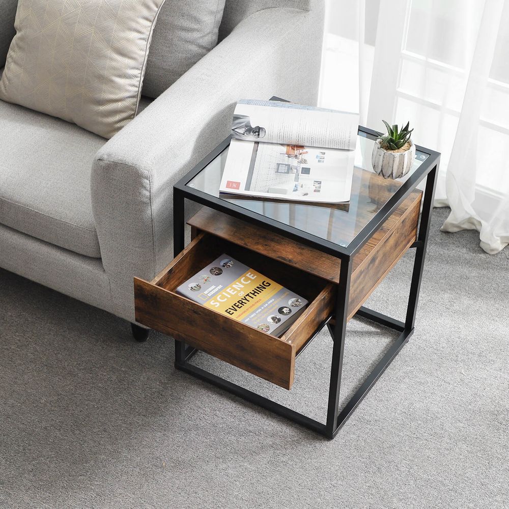 GlassCraft Industrial Side Table" - Egyptian Queen storeside table