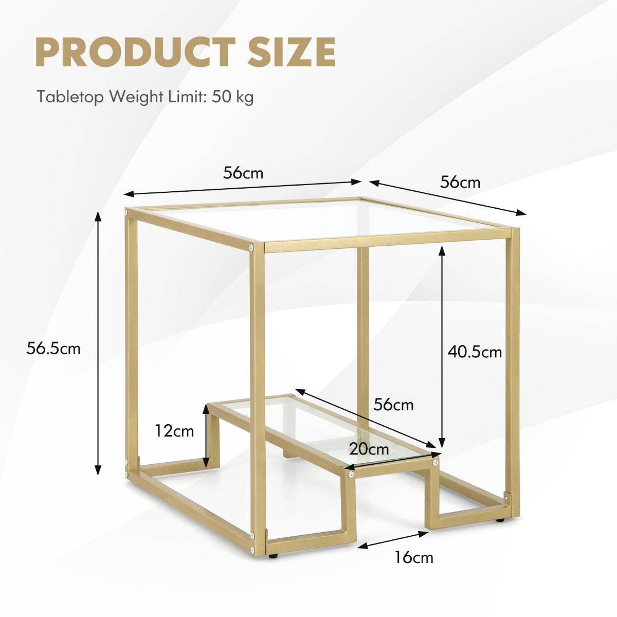Gold Square side Table - Egyptian Queen storeside table