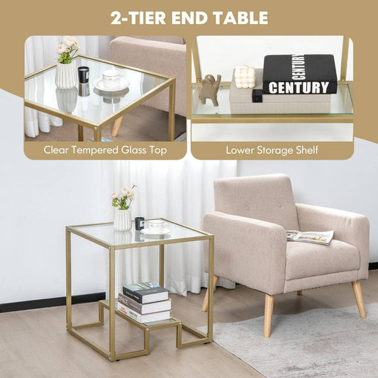 Gold Square side Table - Egyptian Queen storeside table