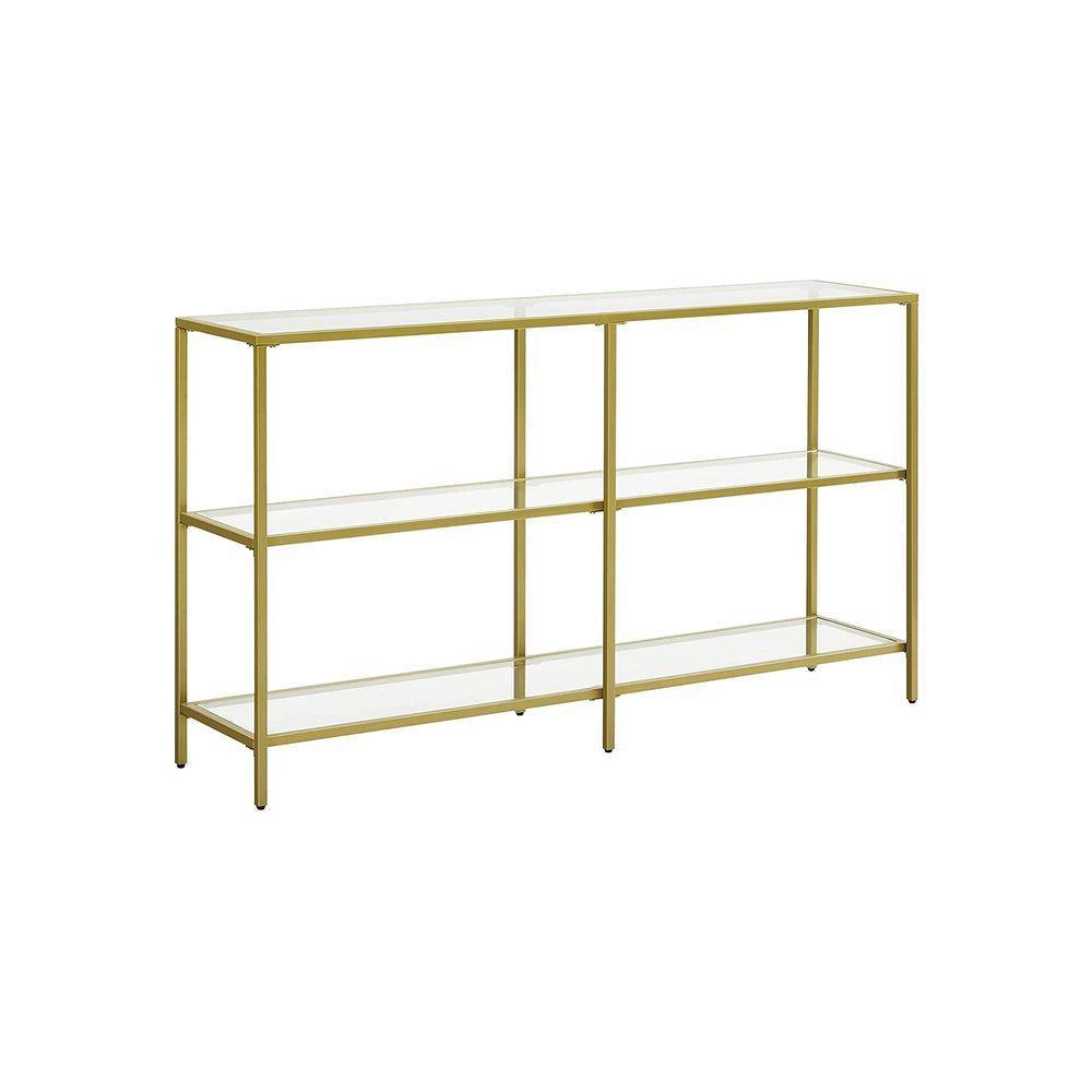Golden 1.3m 3-Tier Tempered Glass Console Shelf – Elegant Home Storage - Egyptian Queen storeconsole table