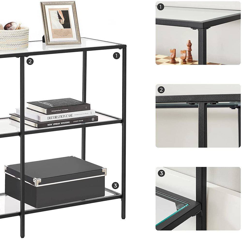 Golden 1.3m 3-Tier Tempered Glass Console Shelf – Elegant Home Storage - Egyptian Queen storeconsole table