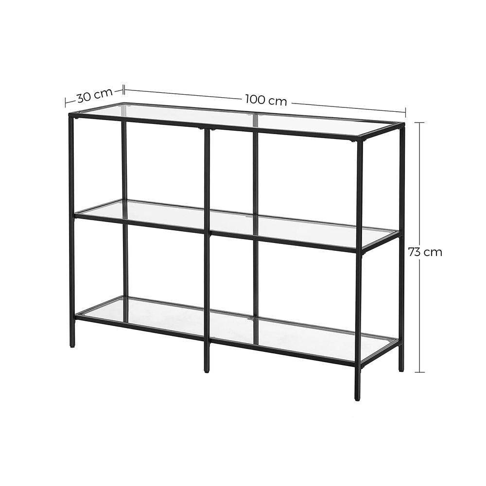 Golden 1.3m 3-Tier Tempered Glass Console Shelf – Elegant Home Storage - Egyptian Queen storeconsole table